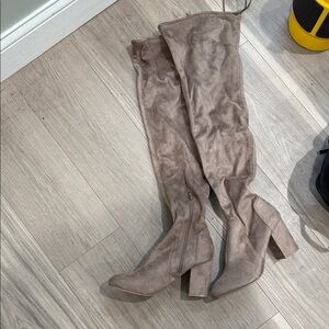 Christian Siriano Taupe Over-the-Knee Boots